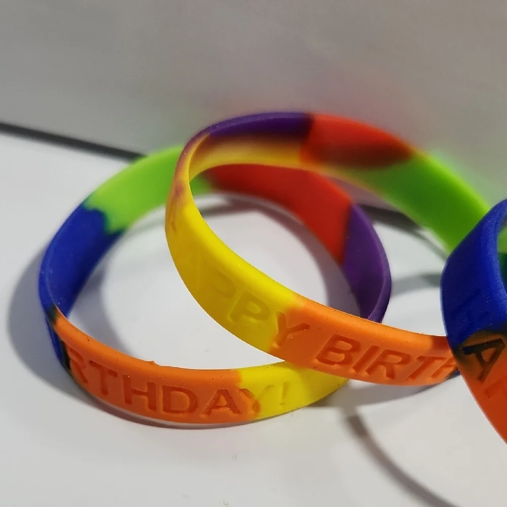 Happy Birthday Multicolor Silicone Party Wristbands